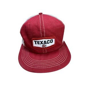 Texaco Patch Trucker Hat Cap Red White Mesh Snapback Gas Oil Logo Retro Adult